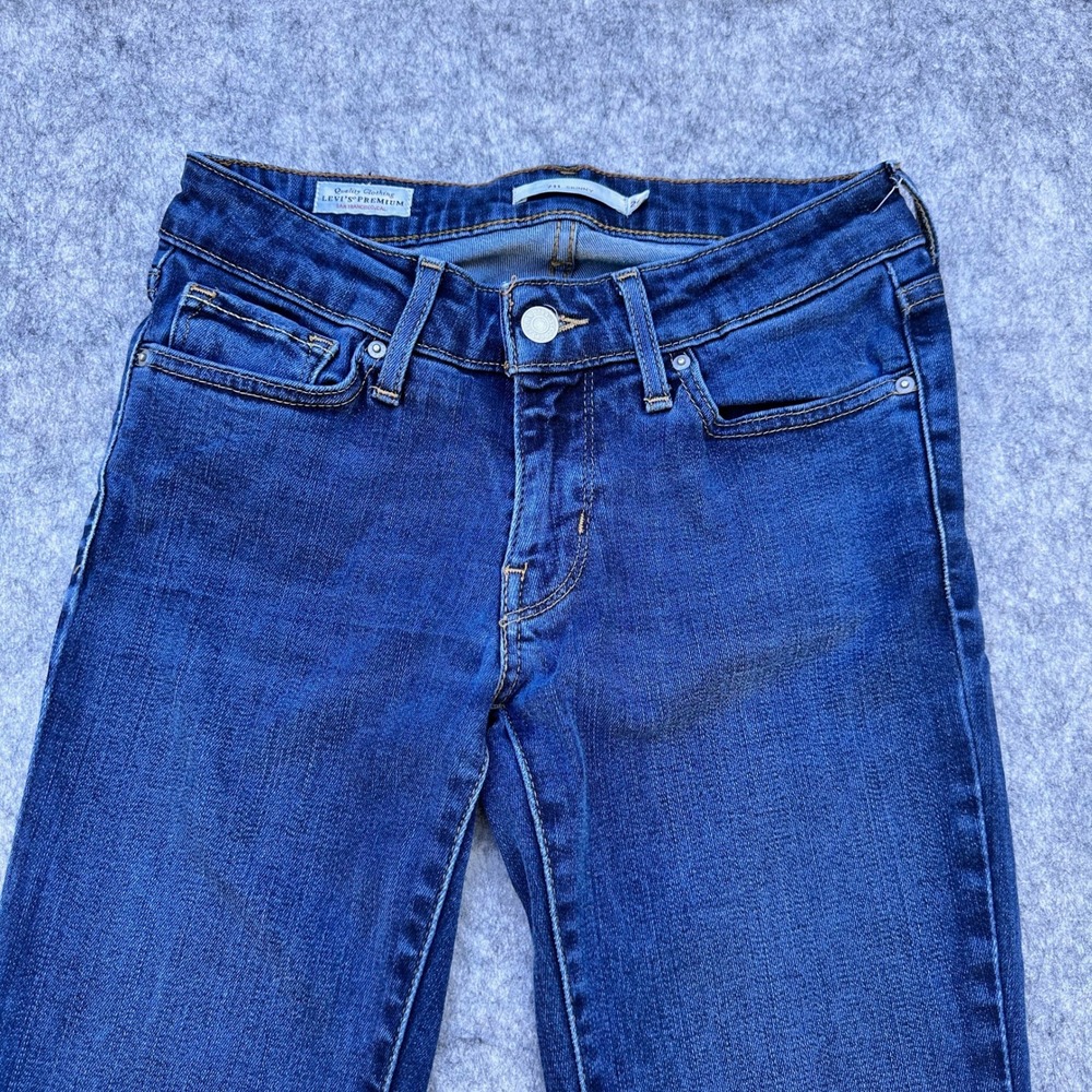 Levis Premium 711 Skinny Jeans Dark Wash Indigo Blue Denim Size 26 x 32 - Picture 2 of 16
